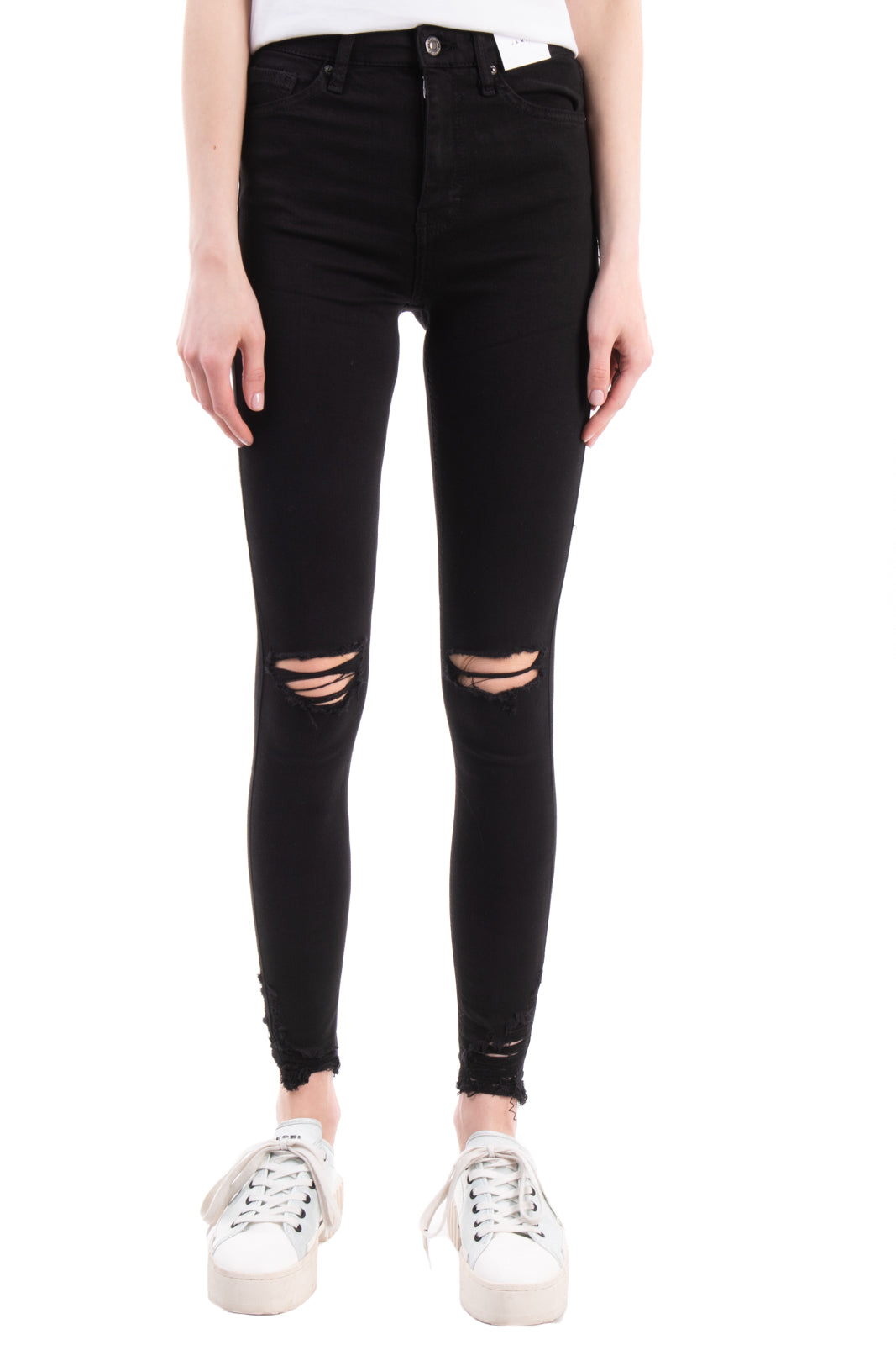 TOPSHOP JAMIE Jeans W26 L32 Stretch Black Ripped gallery main photo