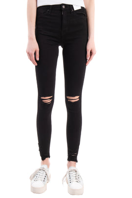 TOPSHOP JAMIE Jeans W26 L32 Stretch Black Ripped