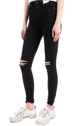 TOPSHOP JAMIE Jeans W26 L32 Stretch Black Ripped