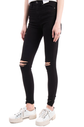 TOPSHOP JAMIE Jeans W26 L32 Stretch Black Ripped gallery photo number 2