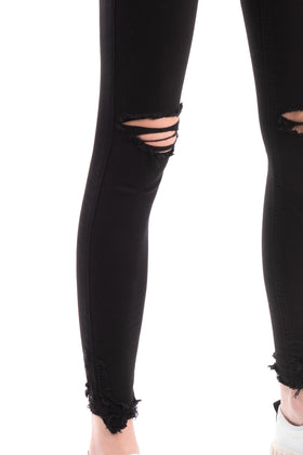 TOPSHOP JAMIE Jeans W26 L32 Stretch Black Ripped gallery photo number 4