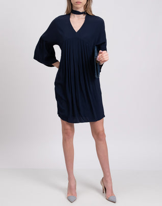 ATOS LOMBARDINI Tunic Dress Size IT 42 Silk Blend Pleated Made in Italy