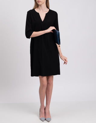 RRP€200 EUROPEAN CULTURE Sheath Dress Size S Split V Neck Made in Italy