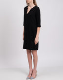 RRP€200 EUROPEAN CULTURE Sheath Dress Size S Black Split V Neck Made in Italy gallery photo number 5