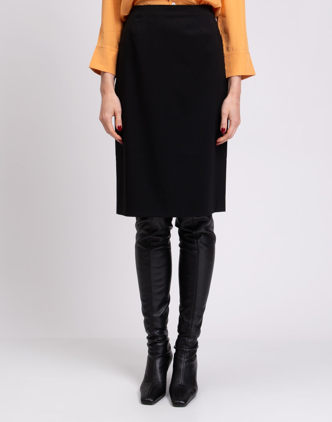 RRP €1315 VALENTINO Wool Blend Straight Skirt IT 44 / L Silk