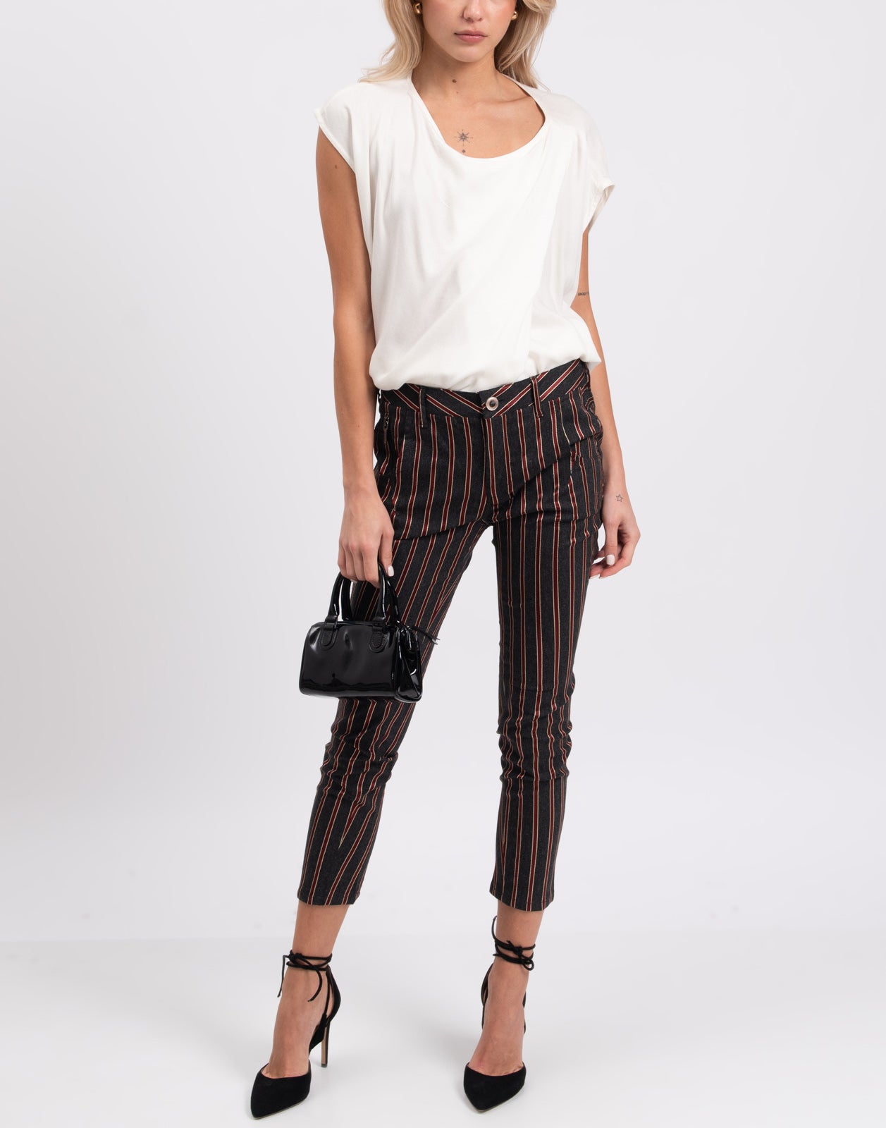 RRP€180 MANILA GRACE Trousers Size IT40 Stretch Wool Blend Melange Made in Italy gallery main photo