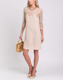 TWIN SET SIMONA BARBIERI Cady Shift Dress Size XS Floral Lace 3/4 Sleeve gallery photo number 2