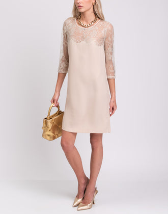 TWIN SET SIMONA BARBIERI Cady Shift Dress Size XS Floral Lace 3/4 Sleeve gallery photo number 2