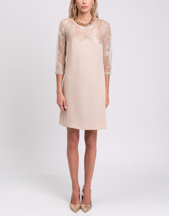 TWIN SET SIMONA BARBIERI Cady Shift Dress Size XS Floral Lace 3/4 Sleeve gallery photo number 4