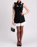 8 A-Line Dress Size IT 40 / S Inverted Pleat Two Tone Scoop Neck Made in Italy gallery photo number 2