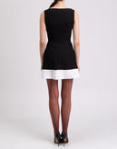 8 A-Line Dress Size IT 40 / S Inverted Pleat Two Tone Scoop Neck Made in Italy gallery photo number 6