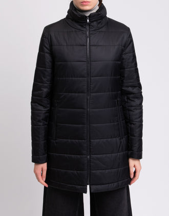 RRP€210 8 Quilted Coat Size M Padded Black Full Zip Funnel Neck Made in Italy gallery photo number 4