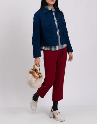 RRP €210 8 Jacket Size S Blue Lightly Padded Button Front Pleated Back