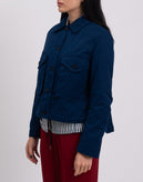 RRP €210 8 Jacket Size XS Blue Lightly Padded Button Front Pleated Back gallery photo number 5