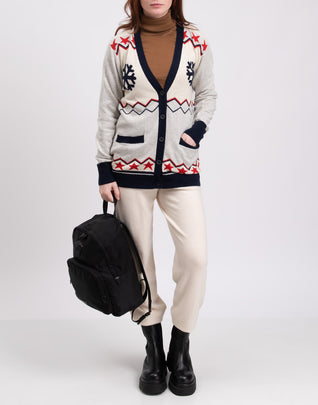 8 Cardigan Size S Wool Blend Melange Effect Y-Neck