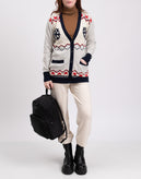 8 Cardigan Size S Wool Blend Melange Effect Y-Neck gallery photo number 1