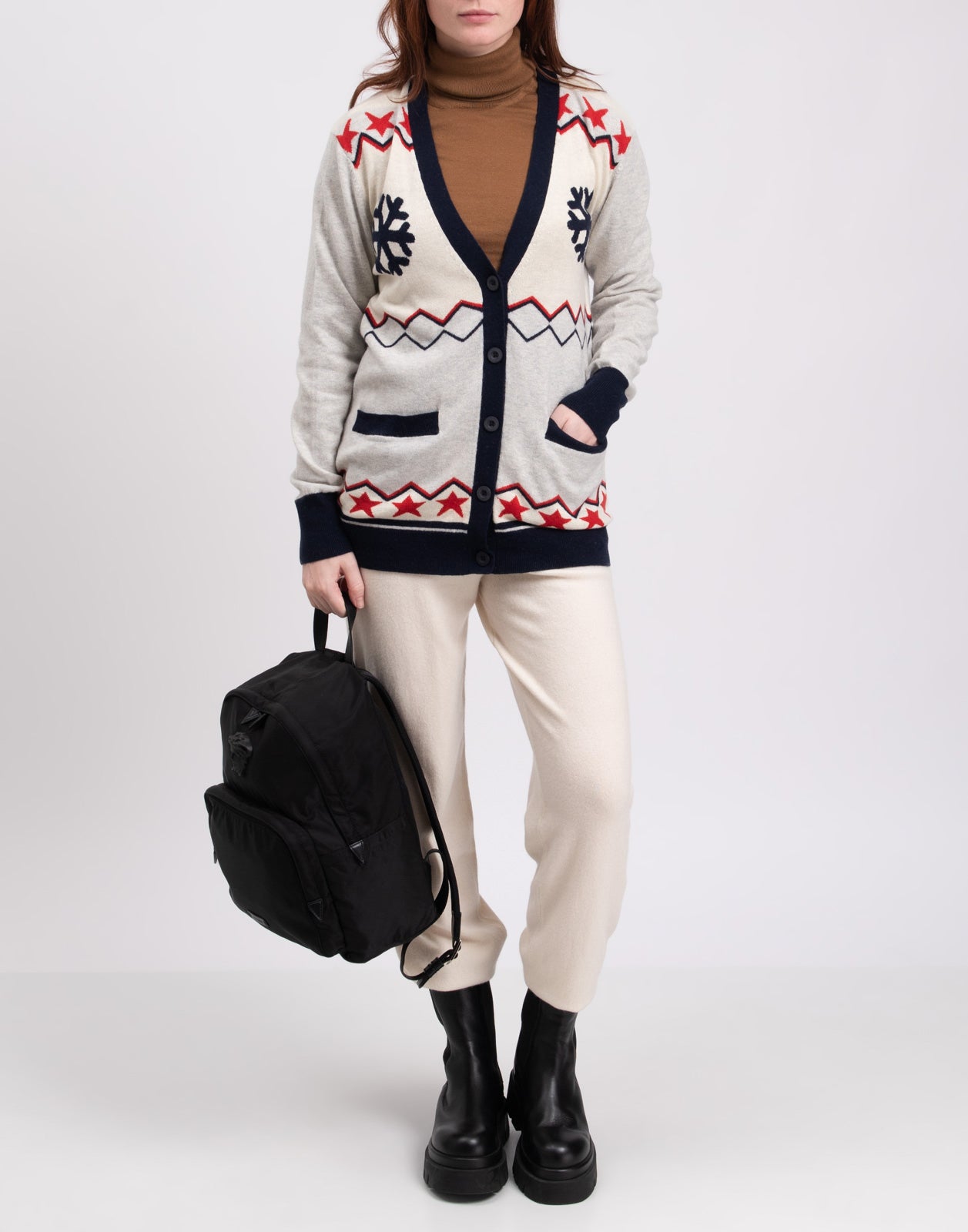 8 Cardigan Size S Wool Blend Melange Effect Y-Neck gallery main photo