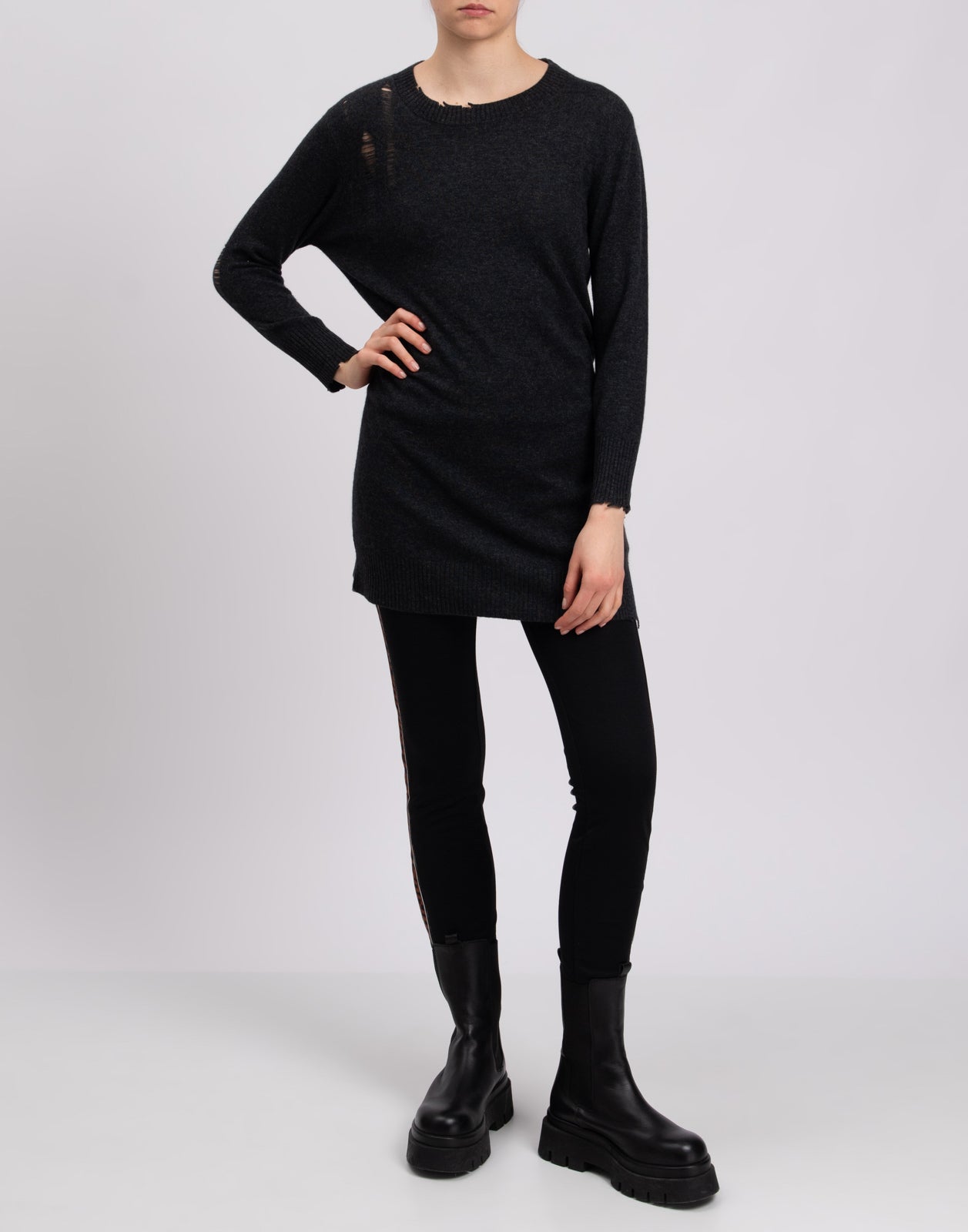 RRP €275 ENZA COSTA Cashmere & Wool Longline Jumper Size XS HANDMADE Destroyed gallery main photo