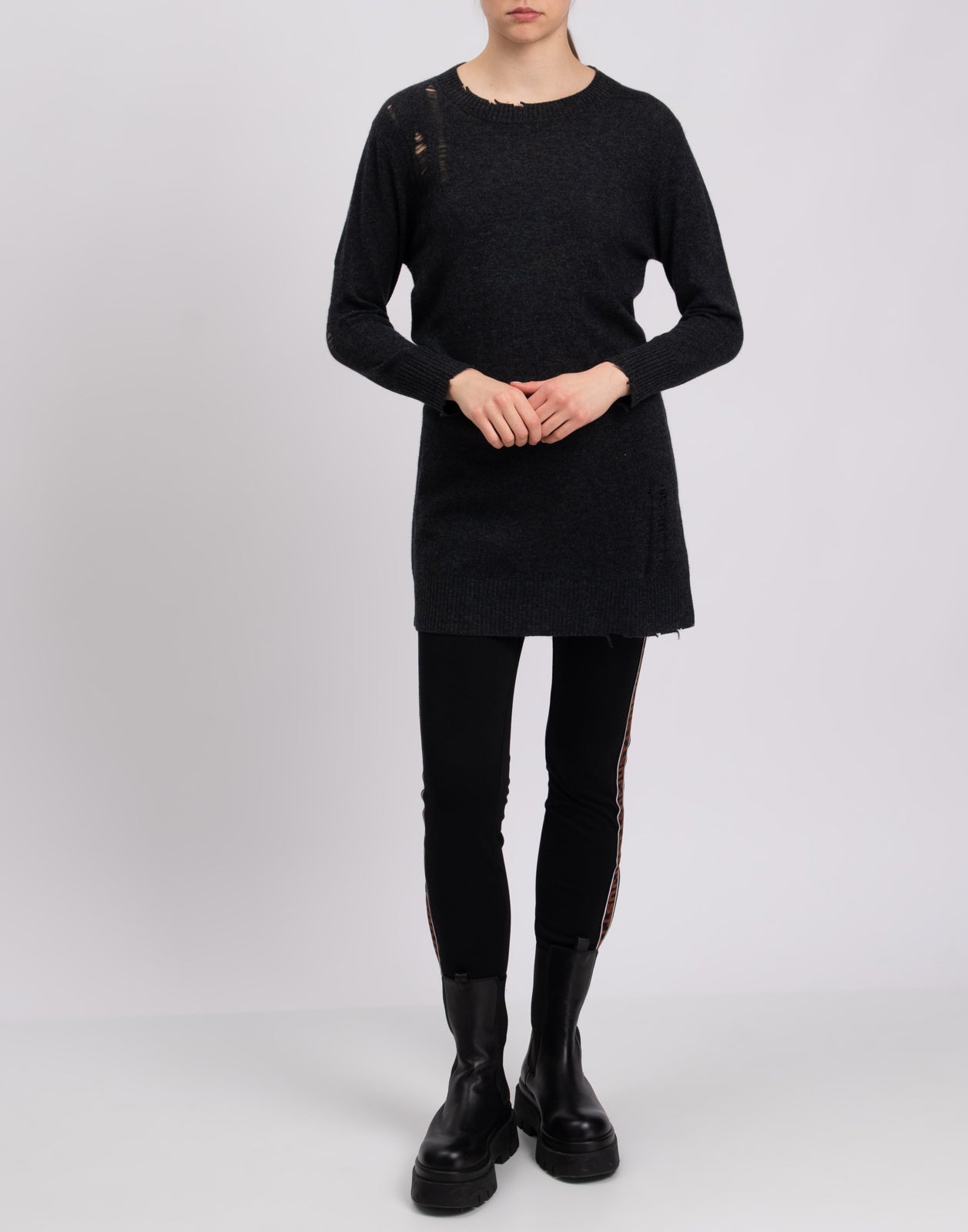 RRP €275 ENZA COSTA Cashmere & Wool Longline Jumper Size XS HANDMADE Destroyed gallery main photo