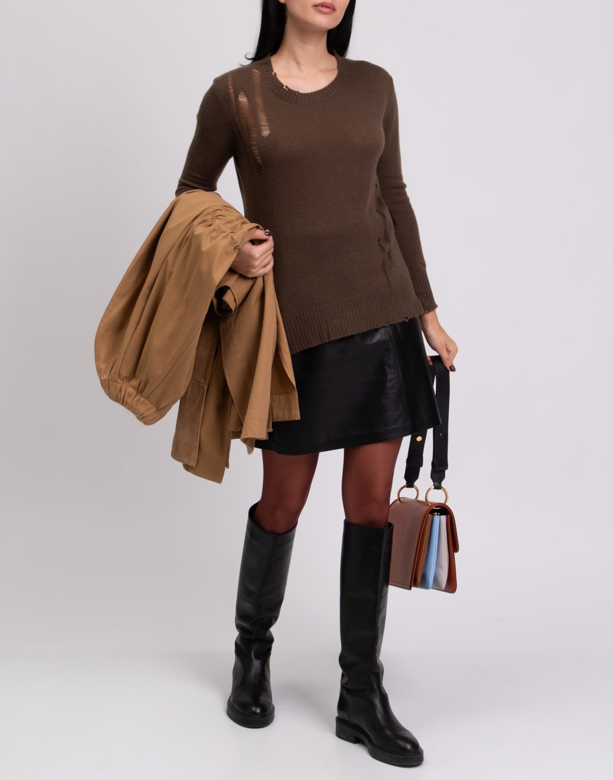 RRP €275 ENZA COSTA Cashmere & Wool Jumper Size XS Ripped Split Dipped Hem gallery main photo