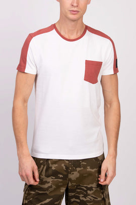 BELSTAFF THOM T-Shirt Top US-UK36 IT46 S Colour Block Logo Patch Short Sleeve