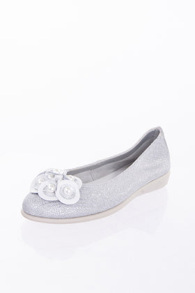 THE FLEXX Leather Ballerina Shoes US6.5 EU37.5 UK4.5 Metallic Faux Pearls gallery photo number 2