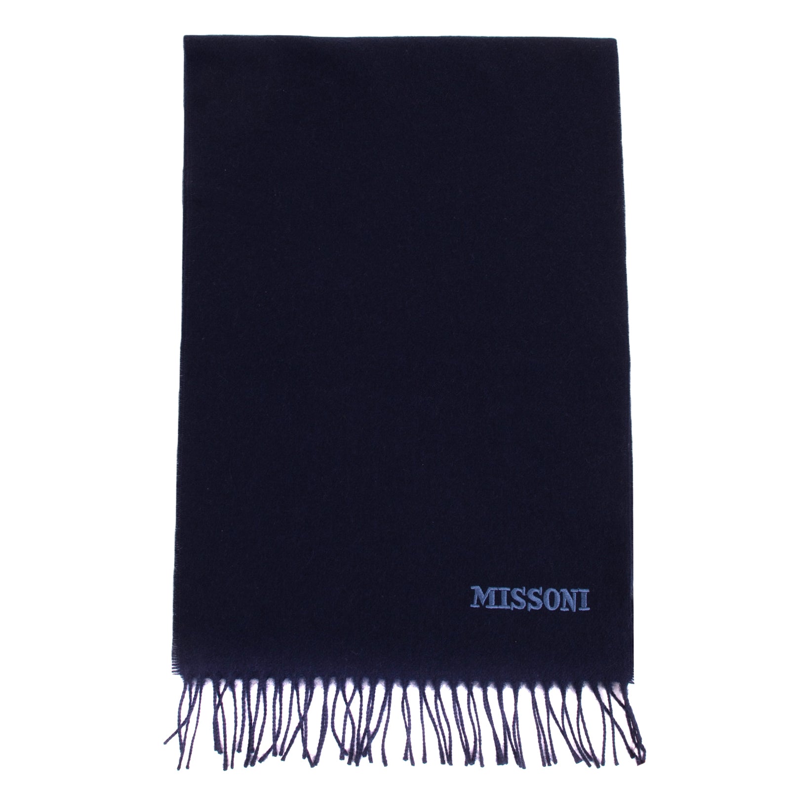 RRP €360 MISSONI Wool Long Stole Scarf Embroidered Logo Fringe Made in Italy gallery main photo