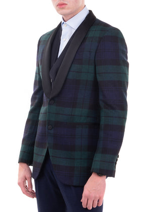 RRP €550 HACKETT Wool Tuxedo Blazer Jacket Size 38L / 48L / S Fully Lined Tartan gallery photo number 4