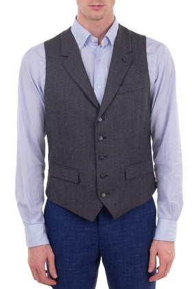 RRP €185 HACKETT Wool Waistcoat Size 38R / 48R / S Houndstooth Single-Breasted gallery photo number 4