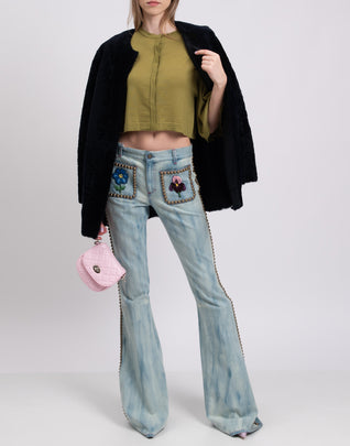 RRP €415 ALBERTA FERRETTI Wool Cardigan Size IT 44 / L Cropped Made in Italy