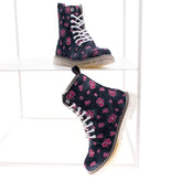 CAFENOIR Denim Combat Boots EU 38 UK 5 US 8 Floral Pattern gallery photo number 1