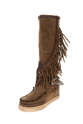 Suede Leather Mid-Calf Boots EU 36 UK 3 US 6 Treated Wedge Insole Made in Italy