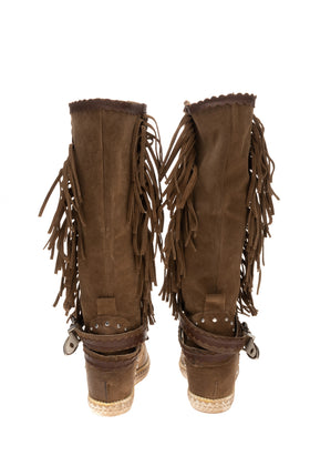 Suede Leather Mid-Calf Boots EU 36 UK 3 US 6 Treated Wedge Insole Made in Italy gallery photo number 5