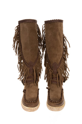 Suede Leather Mid-Calf Boots EU 36 UK 3 US 6 Treated Wedge Insole Made in Italy