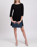 TWINSET Shift Dress Size IT 42 Black Zipped Back 3/4 Sleeve gallery photo number 2