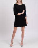 TWINSET Shift Dress Size IT 42 Black Zipped Back 3/4 Sleeve gallery photo number 3