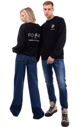 POPPRI Unisex Sweatshirt Size L Coated Logo Two Tone Crew Neck gallery photo number 4