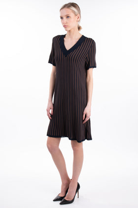 RRP €250 A.P.C. RUE MADAME PARIS Knitted Shift Dress Size M Striped V-Neck gallery photo number 3