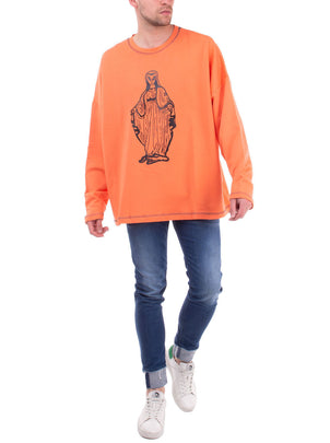 RRP €245 TOM REBL Sweatshirt Size XL Coated Front Round Neck Made in Italy