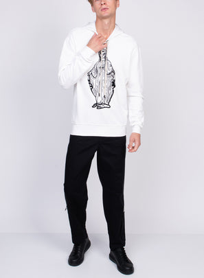 RRP €189 TOM REBL Hoodie Size XL Coated Front Pullover Made in Italy