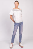 RRP €125 PINKO Top Blouse US4 IT40 S White Shirred Off Shoulder ISTRUITO gallery photo number 1