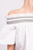 RRP €125 PINKO Top Blouse US4 IT40 S White Shirred Off Shoulder ISTRUITO gallery photo number 6