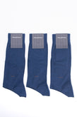 RRP€87 ZEGNA 3 PACK Everyday Mid Calf Socks Triple X One Size Blue Made in Italy gallery photo number 1