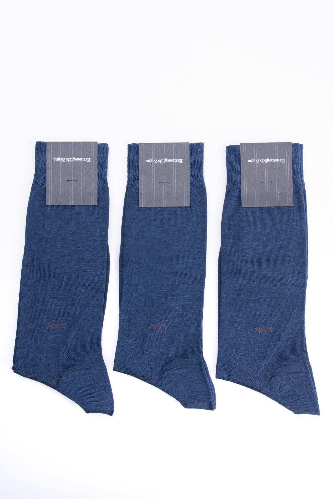 RRP€87 ZEGNA 3 PACK Everyday Mid Calf Socks Triple X One Size Blue Made in Italy gallery main photo