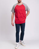 8 T-Shirt Top Size XL Melange Effect Raglan Short Sleeve Made in Portugal gallery photo number 2