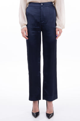 8 Satin Tailored Trousers Size IT 40 Zip Fly