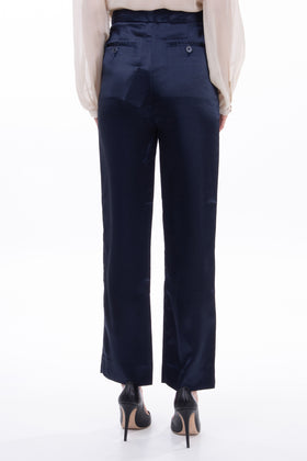 RRP €145 8 Satin Tailored Trousers Size IT 42 Flat Front Straight Leg Zip Fly gallery photo number 3