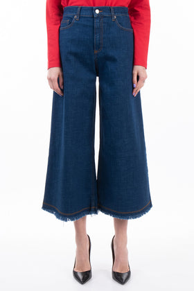 RRP €190 8 Jeans W27 Stretch Wide Leg Frayed Cuffs Cropped Made in Italy gallery photo number 2