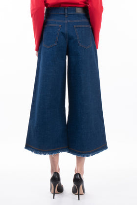 RRP €190 8 Jeans W27 Stretch Wide Leg Frayed Cuffs Cropped Made in Italy gallery photo number 3