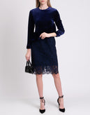 8 Velour Shift Dress Size IT 42 Lace Skirt Part Ruffle Trim gallery photo number 1